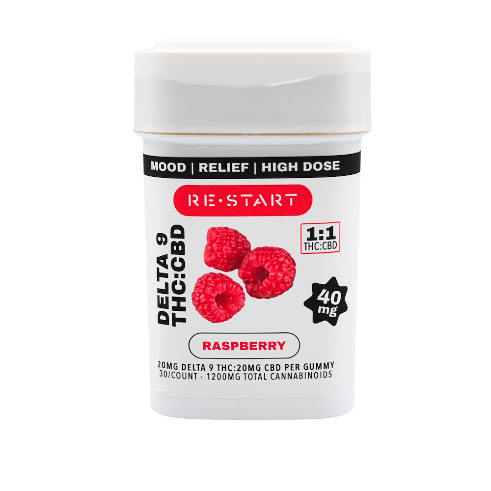 Delta 9 Sativa Gummies 40mg | High Dose THC CBD Raspberry / 30-count